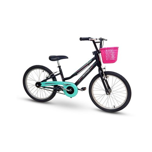 BICICLETA NATHOR ARO 20 GRACE COM CESTA PRETO/ROSA