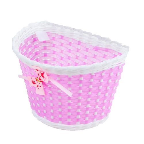 CESTA PARA BICICLETA INFANTIL PLASTICA  ROSA/BRANCO
